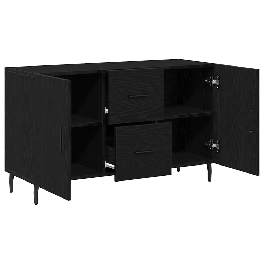 Dressoir met lade Zwart Eiken 100 x 36 x 60 cm Bewerkt hout is nu te koop bij PeponiXL, paradijselijk wonen!