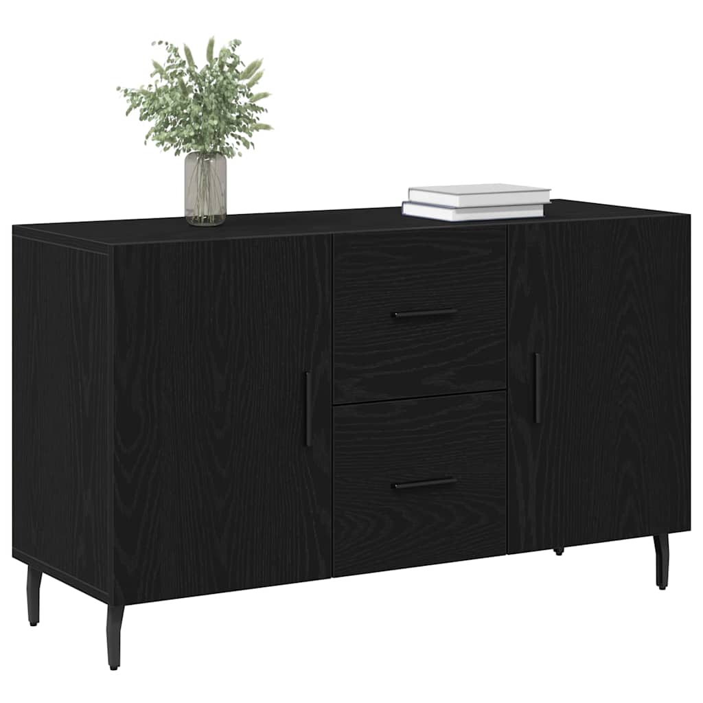 Dressoir met lade Zwart Eiken 100 x 36 x 60 cm Bewerkt hout is nu te koop bij PeponiXL, paradijselijk wonen!