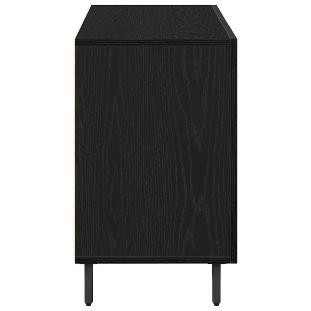 Dressoir met lade Zwart Eiken 100 x 36 x 60 cm Bewerkt hout is nu te koop bij PeponiXL, paradijselijk wonen!