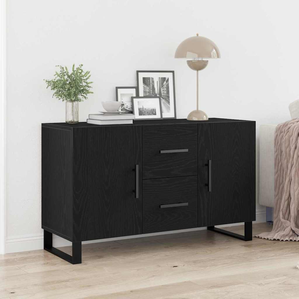 Dressoir met lade Zwart Eiken 100 x 36 x 60 cm Bewerkt hout is nu te koop bij PeponiXL, paradijselijk wonen!