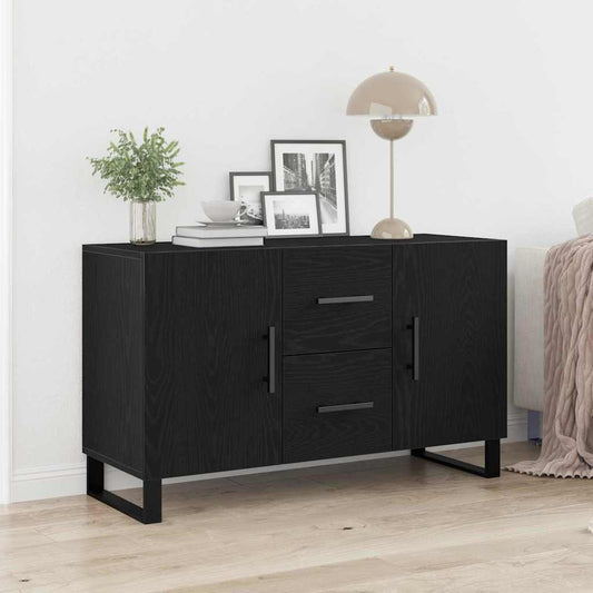 Dressoir met lade Zwart Eiken 100 x 36 x 60 cm Bewerkt hout is nu te koop bij PeponiXL, paradijselijk wonen!