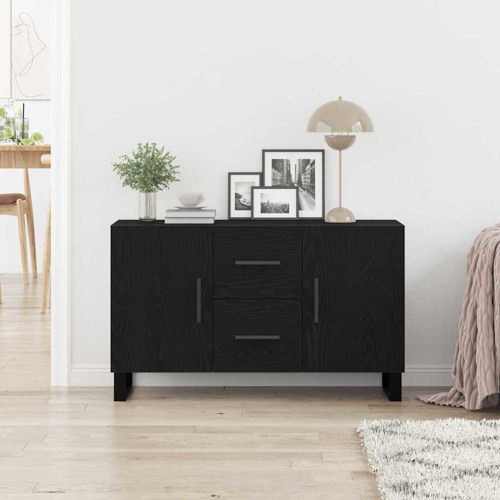 Dressoir met lade Zwart Eiken 100 x 36 x 60 cm Bewerkt hout is nu te koop bij PeponiXL, paradijselijk wonen!