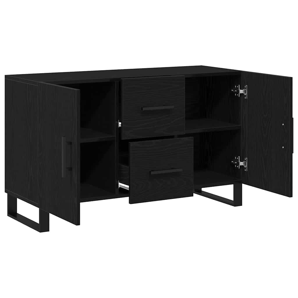 Dressoir met lade Zwart Eiken 100 x 36 x 60 cm Bewerkt hout is nu te koop bij PeponiXL, paradijselijk wonen!