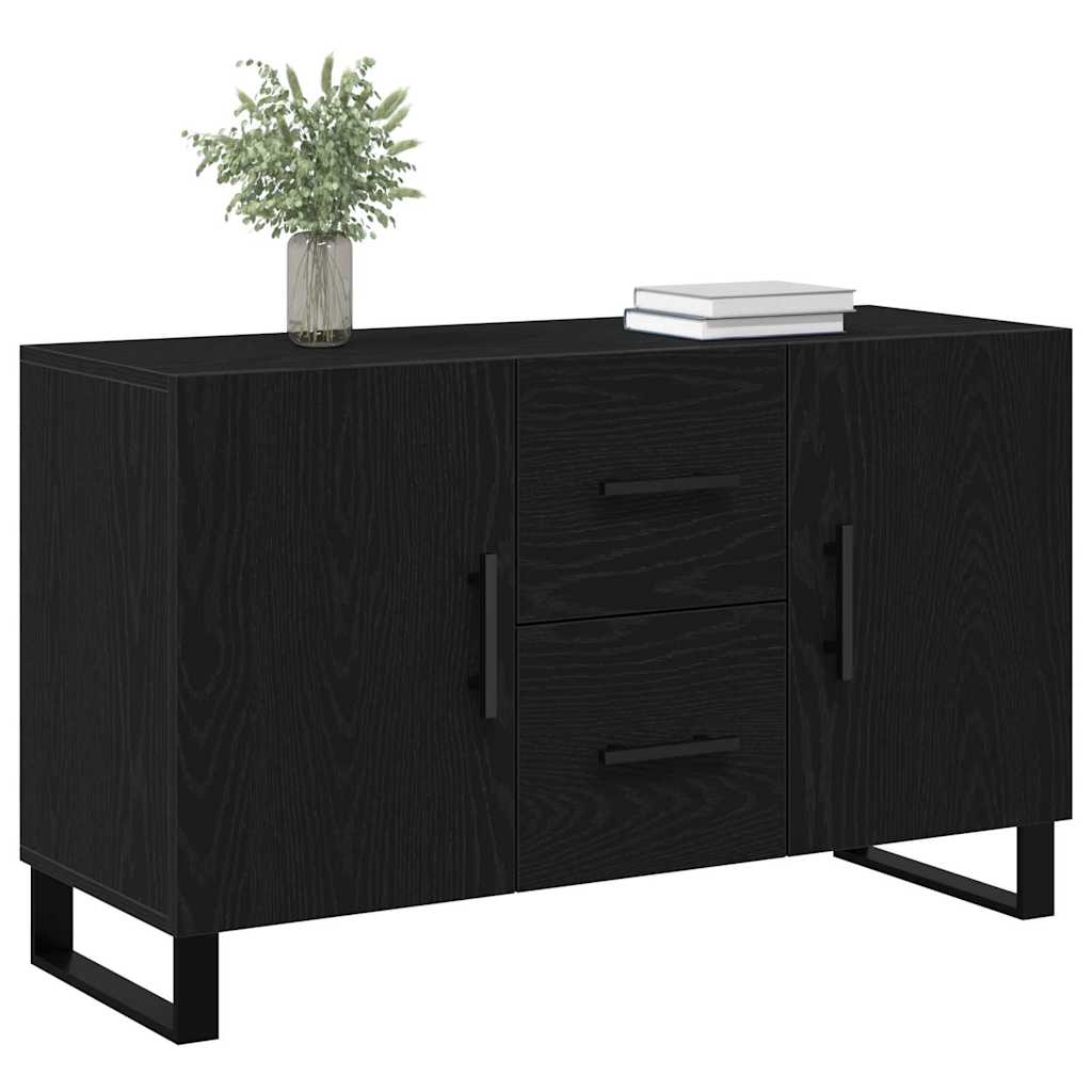 Dressoir met lade Zwart Eiken 100 x 36 x 60 cm Bewerkt hout is nu te koop bij PeponiXL, paradijselijk wonen!