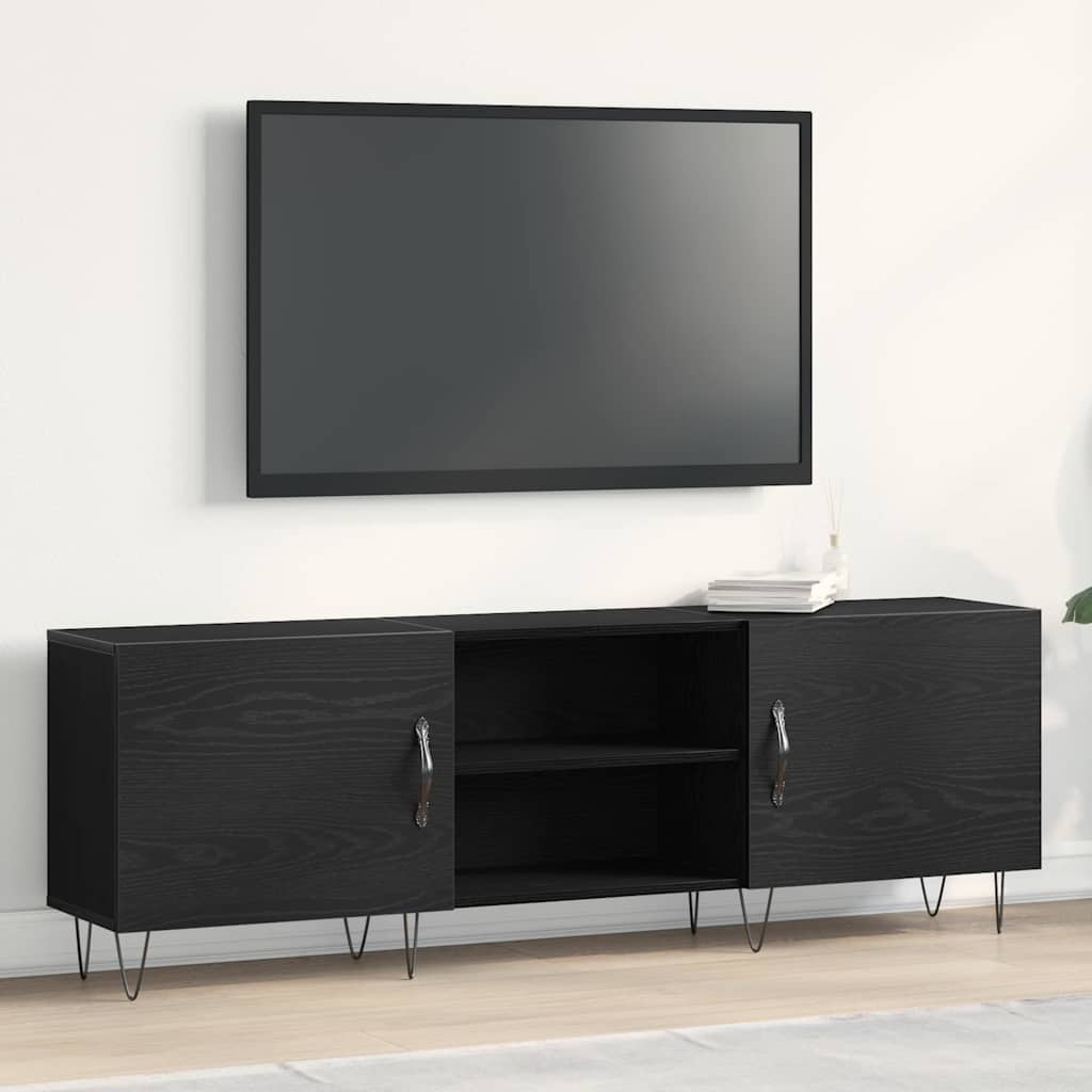 Tv-meubelset Zwart Eiken 150 x 30 x 50 cm Bewerkt hout is nu te koop bij PeponiXL, paradijselijk wonen!