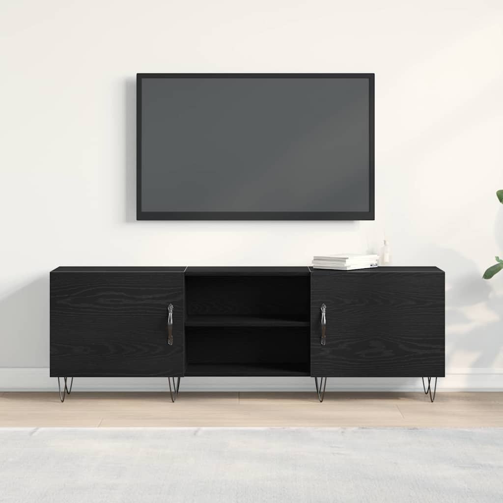 Tv-meubelset Zwart Eiken 150 x 30 x 50 cm Bewerkt hout is nu te koop bij PeponiXL, paradijselijk wonen!