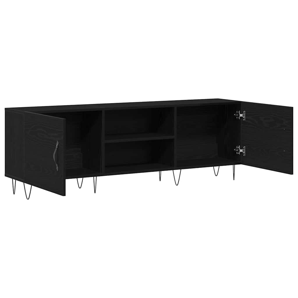 Tv-meubelset Zwart Eiken 150 x 30 x 50 cm Bewerkt hout is nu te koop bij PeponiXL, paradijselijk wonen!