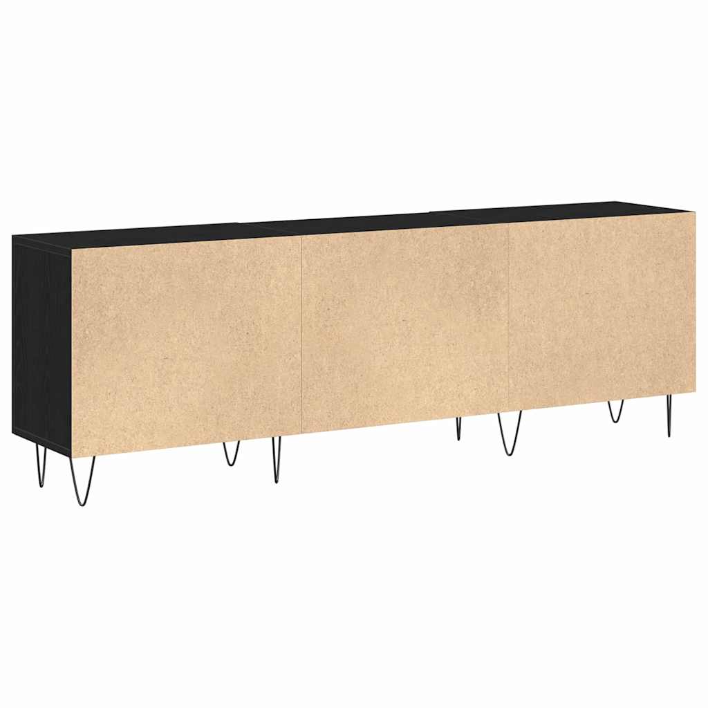 Tv-meubelset Zwart Eiken 150 x 30 x 50 cm Bewerkt hout is nu te koop bij PeponiXL, paradijselijk wonen!