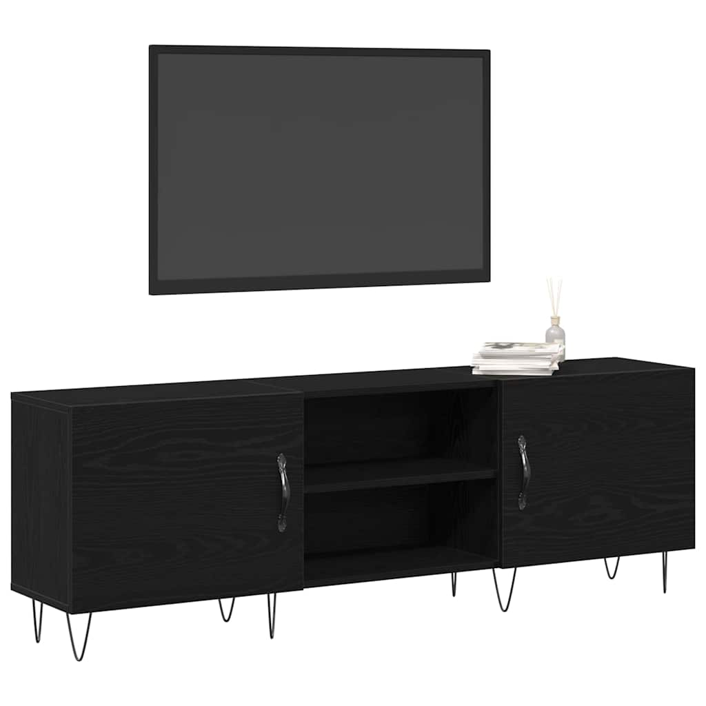 Tv-meubelset Zwart Eiken 150 x 30 x 50 cm Bewerkt hout is nu te koop bij PeponiXL, paradijselijk wonen!