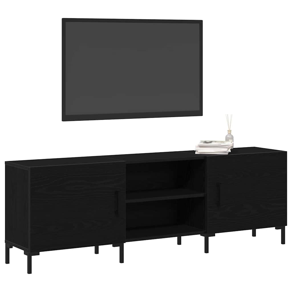 Tv-meubelset Zwart Eiken 150 x 30 x 50 cm Bewerkt hout is nu te koop bij PeponiXL, paradijselijk wonen!