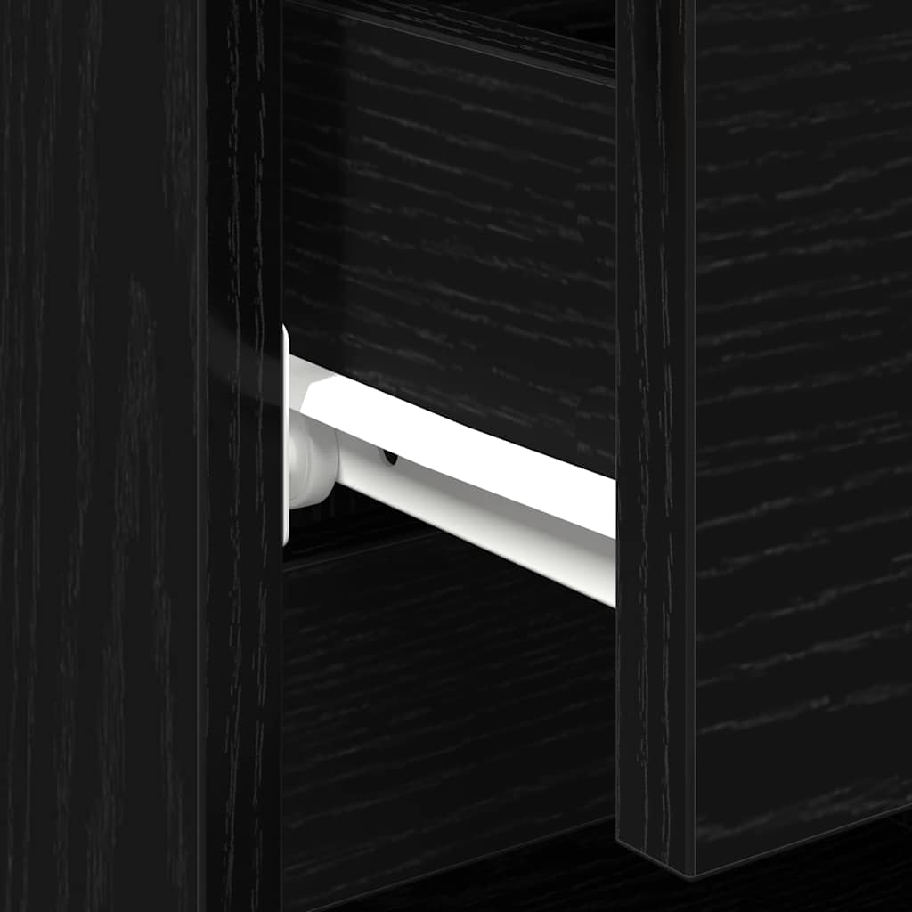 Nachtkastje met lade Zwart Eiken 40 x 35 x 50 cm Bewerkt hout is nu te koop bij PeponiXL, paradijselijk wonen!