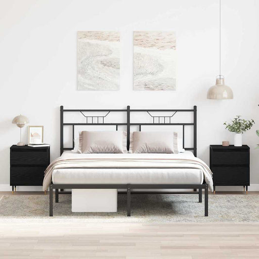 Nachtkastje 2 pcs Zwart Eiken 40 x 35 x 50 cm Bewerkt hout is nu te koop bij PeponiXL, paradijselijk wonen!