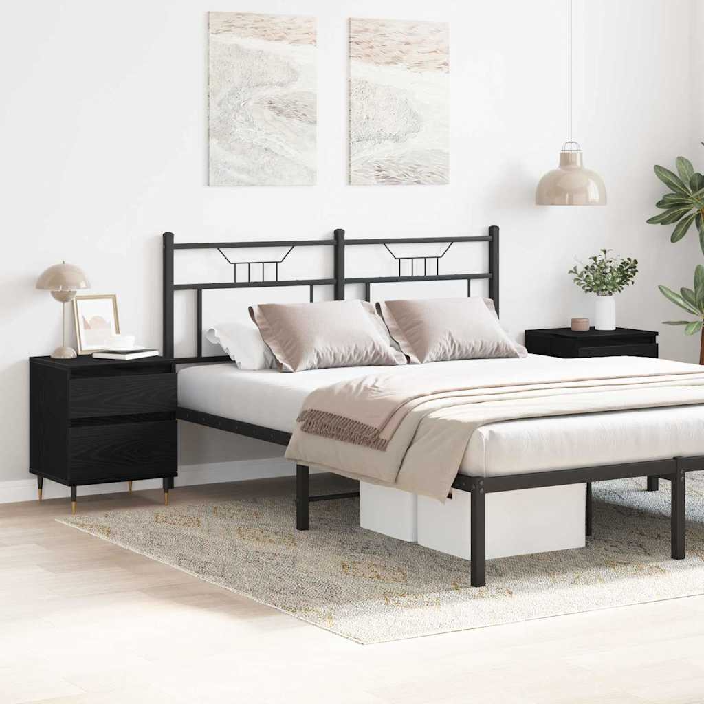 Nachtkastje 2 pcs Zwart Eiken 40 x 35 x 50 cm Bewerkt hout is nu te koop bij PeponiXL, paradijselijk wonen!