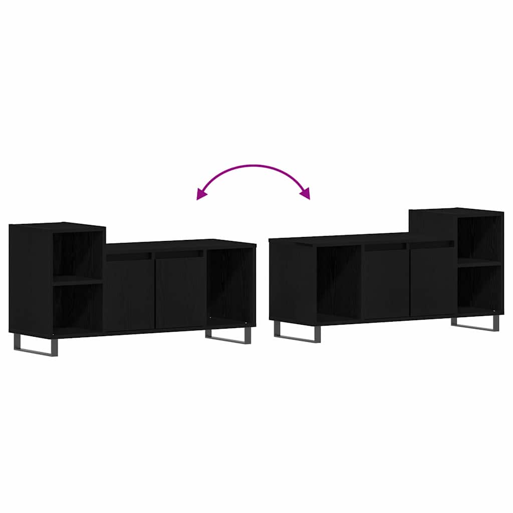 Tv-meubelset Zwart Eiken 100 x 35 x 55 cm Bewerkt hout is nu te koop bij PeponiXL, paradijselijk wonen!