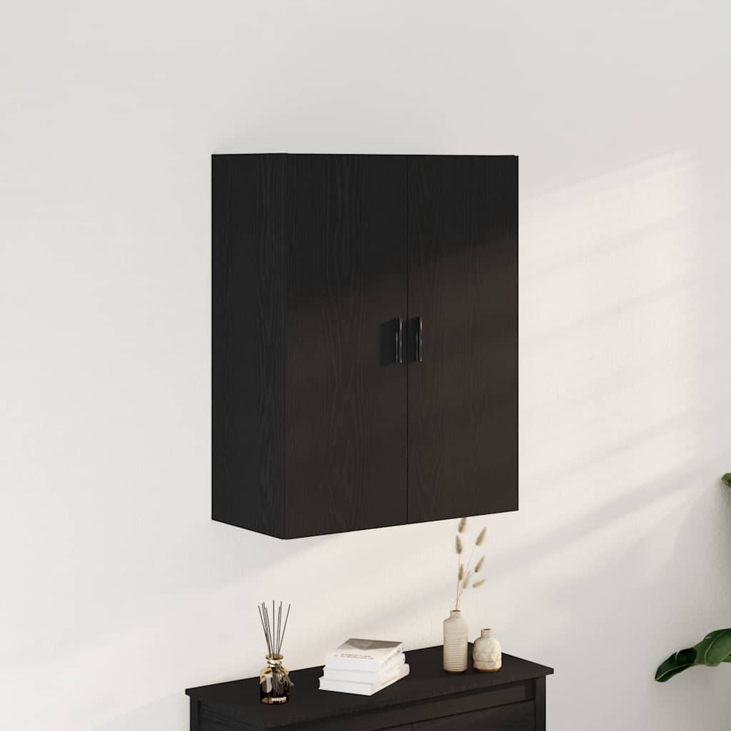 Wandkast Zwart Eiken 69,5 x 34 x 180 cm Bewerkt hout is nu te koop bij PeponiXL, paradijselijk wonen!