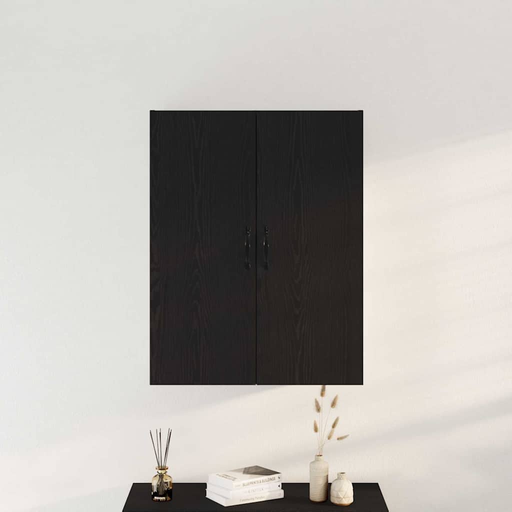 Wandkast Zwart Eiken 69,5 x 34 x 180 cm Bewerkt hout is nu te koop bij PeponiXL, paradijselijk wonen!