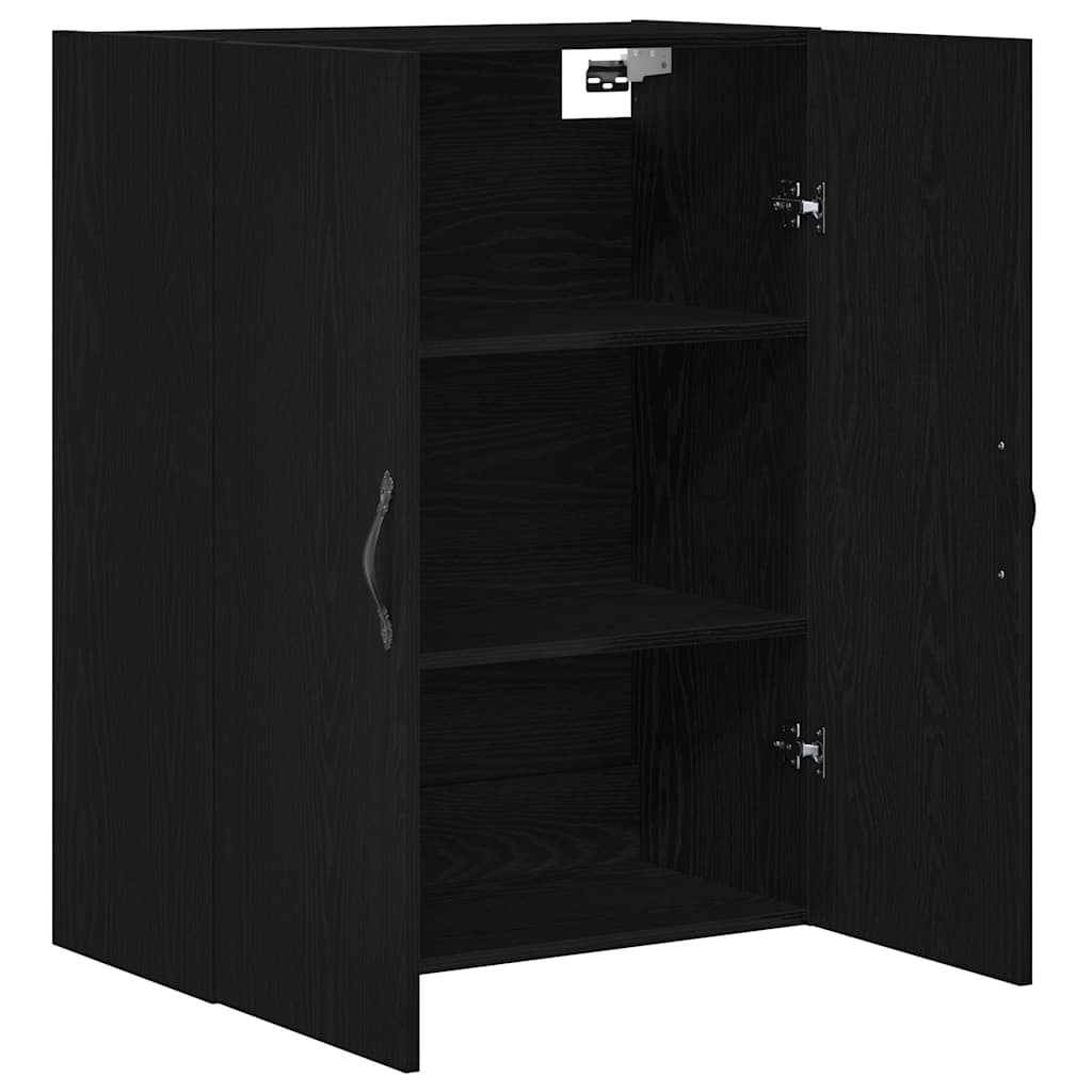 Wandkast Zwart Eiken 69,5 x 34 x 180 cm Bewerkt hout is nu te koop bij PeponiXL, paradijselijk wonen!