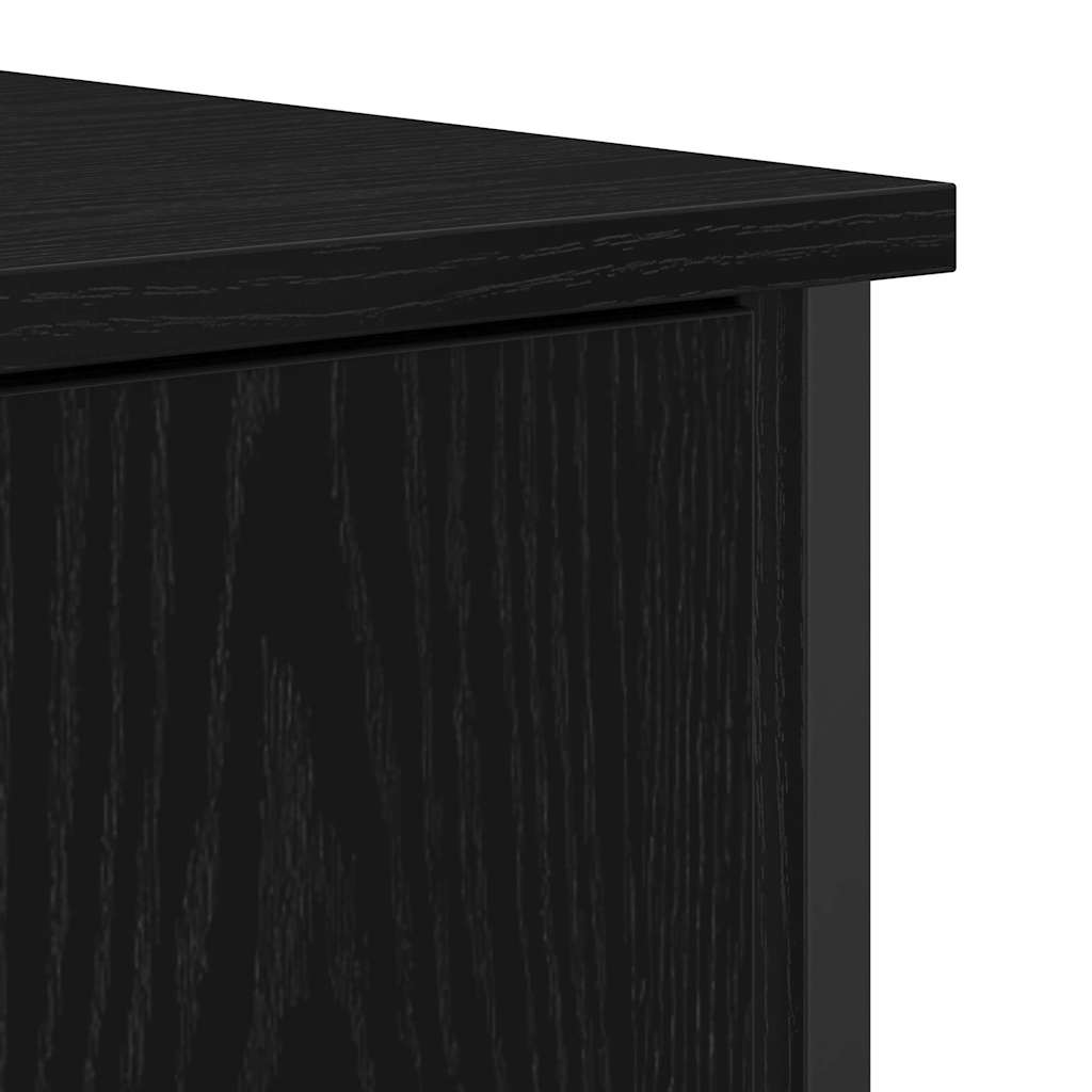 Dressoir Zwart Eiken 70 x 30 x 80 cm Bewerkt hout is nu te koop bij PeponiXL, paradijselijk wonen!