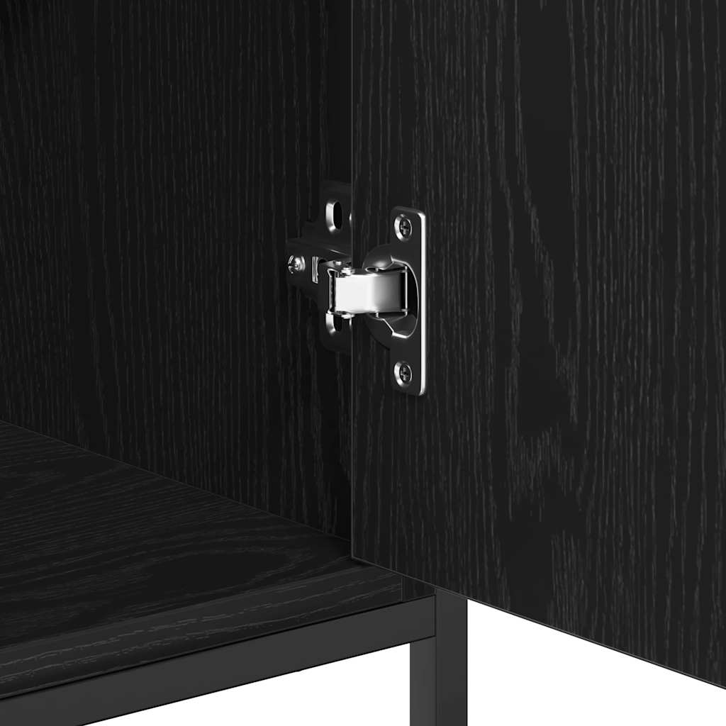 Dressoir Zwart Eiken 70 x 30 x 80 cm Bewerkt hout is nu te koop bij PeponiXL, paradijselijk wonen!