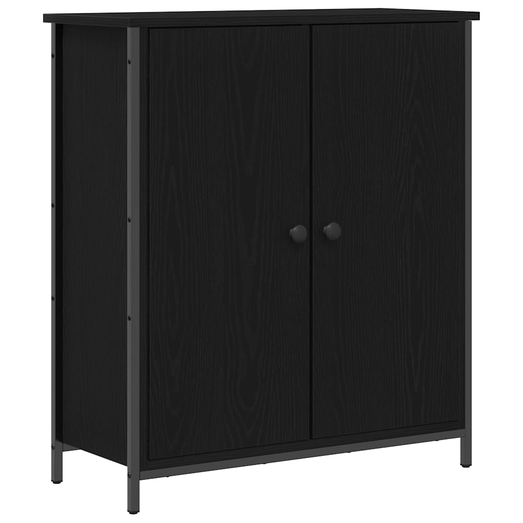 Dressoir Zwart Eiken 70 x 30 x 80 cm Bewerkt hout is nu te koop bij PeponiXL, paradijselijk wonen!