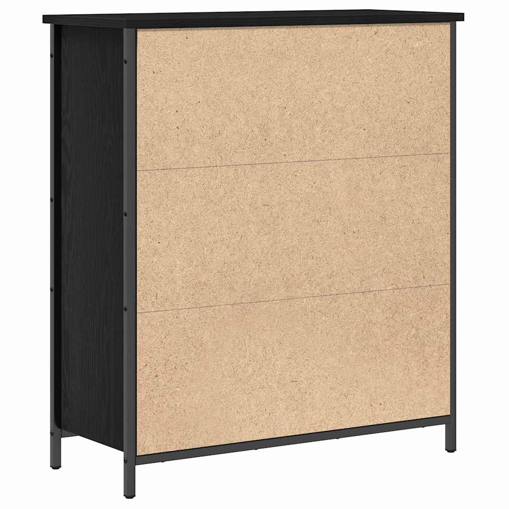 Dressoir Zwart Eiken 70 x 30 x 80 cm Bewerkt hout is nu te koop bij PeponiXL, paradijselijk wonen!