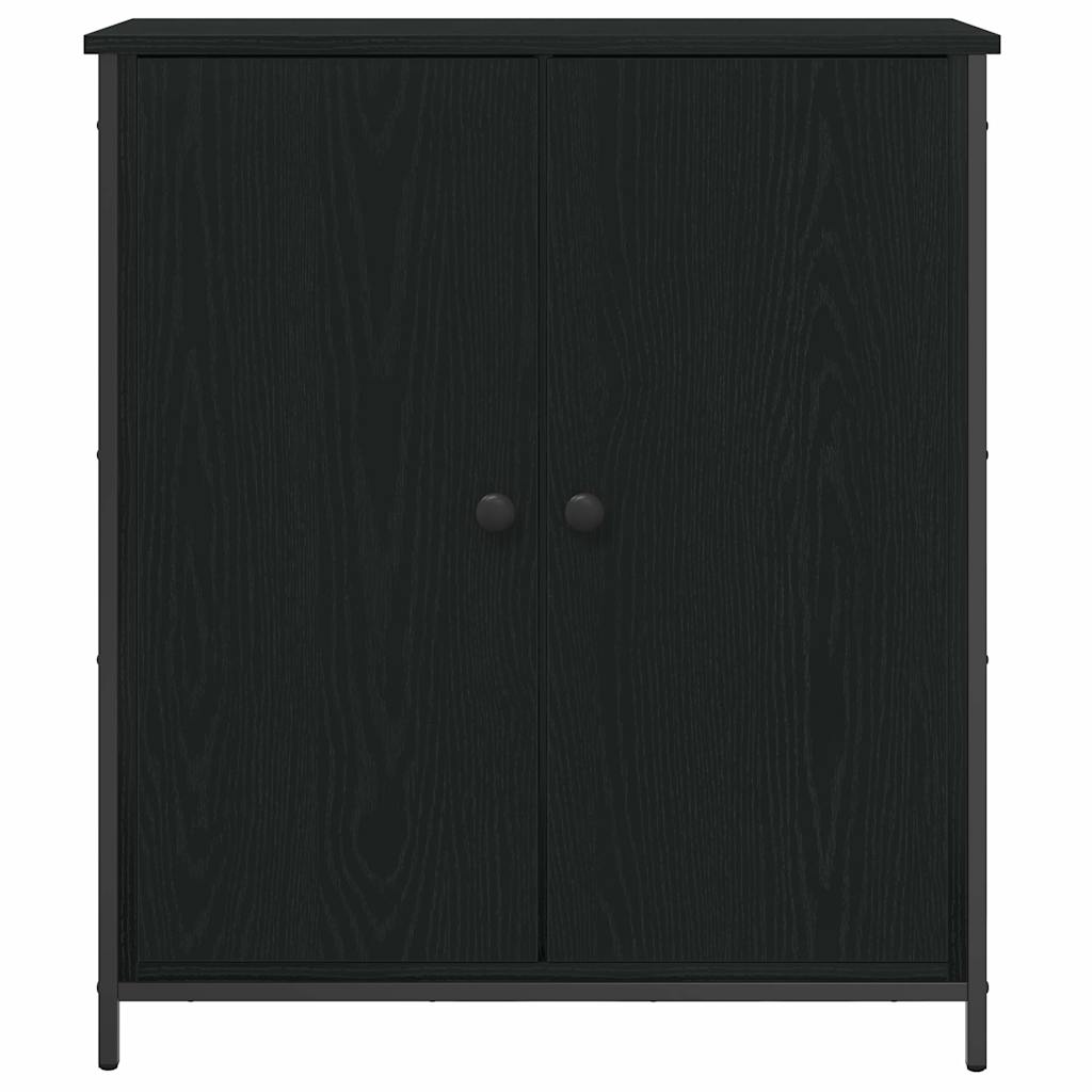 Dressoir Zwart Eiken 70 x 30 x 80 cm Bewerkt hout is nu te koop bij PeponiXL, paradijselijk wonen!