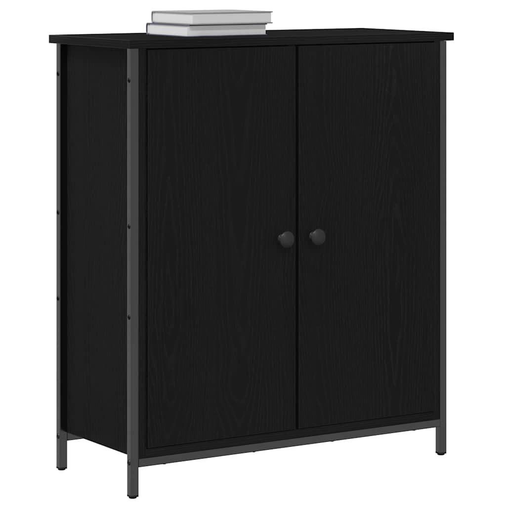 Dressoir Zwart Eiken 70 x 30 x 80 cm Bewerkt hout is nu te koop bij PeponiXL, paradijselijk wonen!
