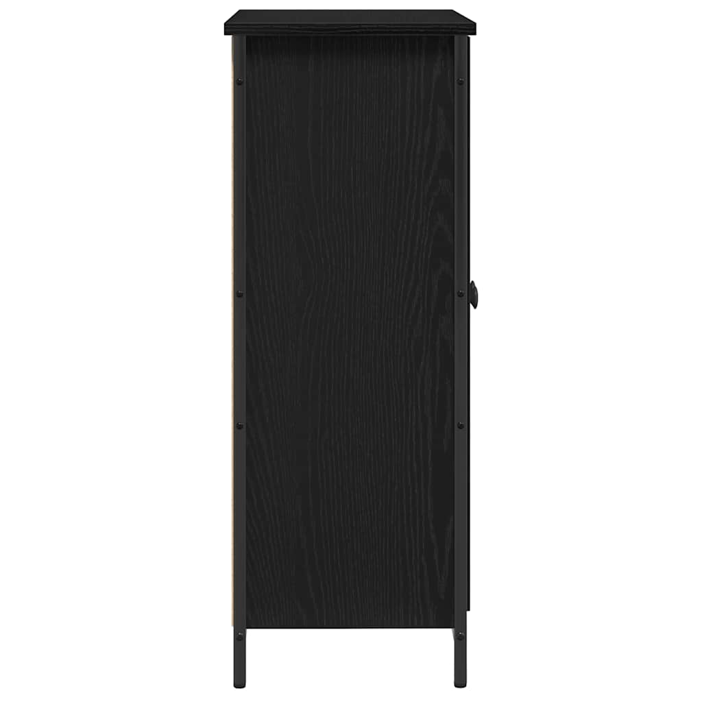 Dressoir Zwart Eiken 70 x 30 x 80 cm Bewerkt hout is nu te koop bij PeponiXL, paradijselijk wonen!