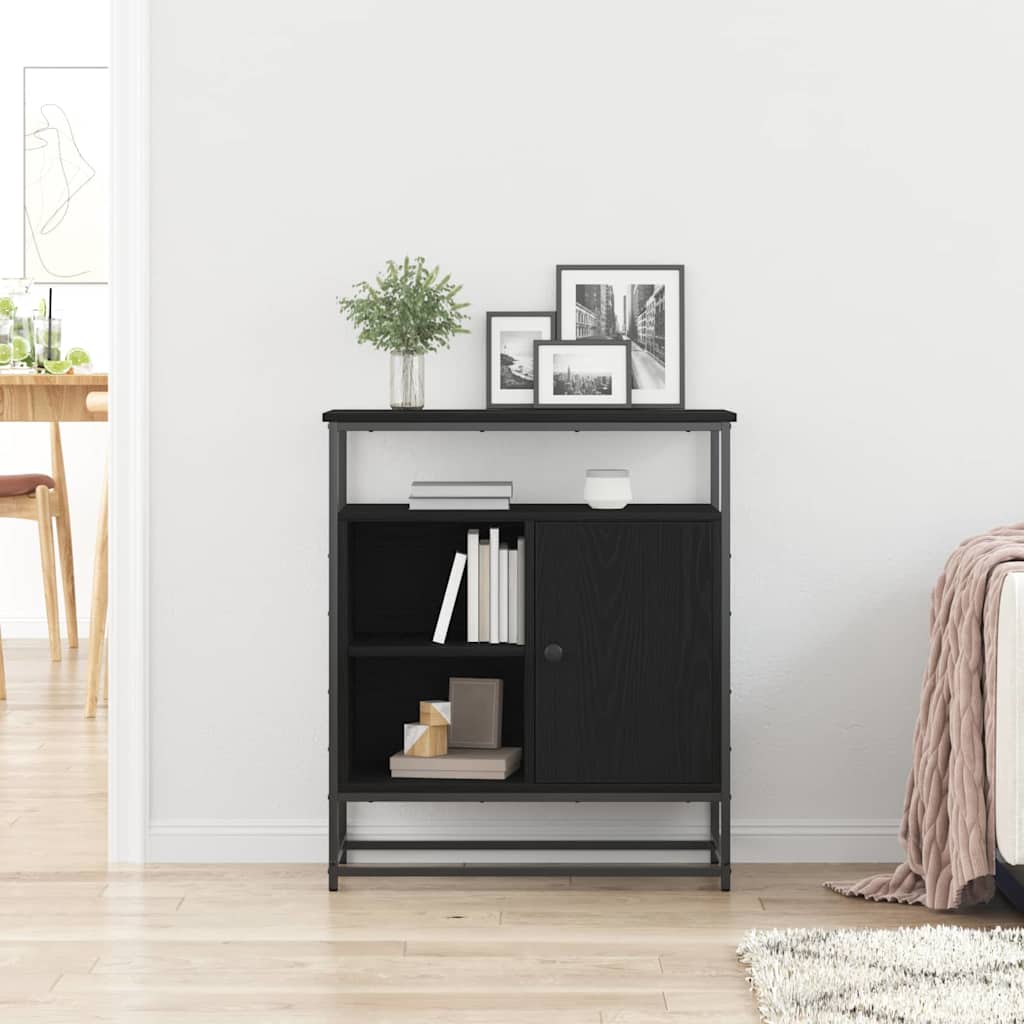 Dressoir Zwart Eiken 69 x 35 x 80 cm Bewerkt hout is nu te koop bij PeponiXL, paradijselijk wonen!