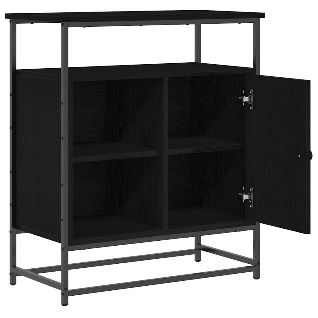 Dressoir Zwart Eiken 69 x 35 x 80 cm Bewerkt hout is nu te koop bij PeponiXL, paradijselijk wonen!