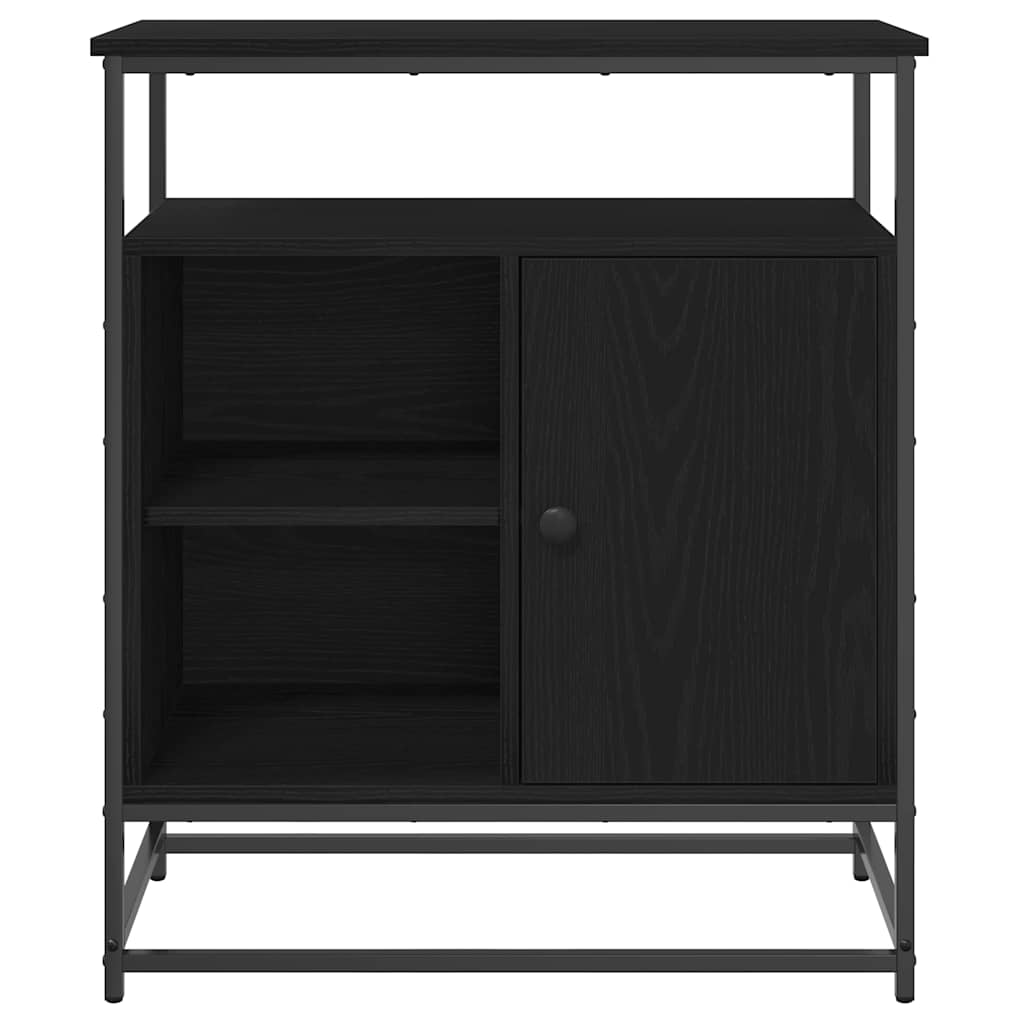 Dressoir Zwart Eiken 69 x 35 x 80 cm Bewerkt hout is nu te koop bij PeponiXL, paradijselijk wonen!