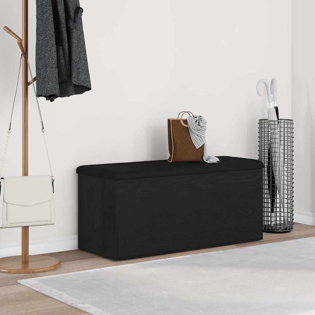 Opslagbank met opslag Zwart eiken 102 x 42 x 45 cm Bewerkt hout is nu te koop bij PeponiXL, paradijselijk wonen!