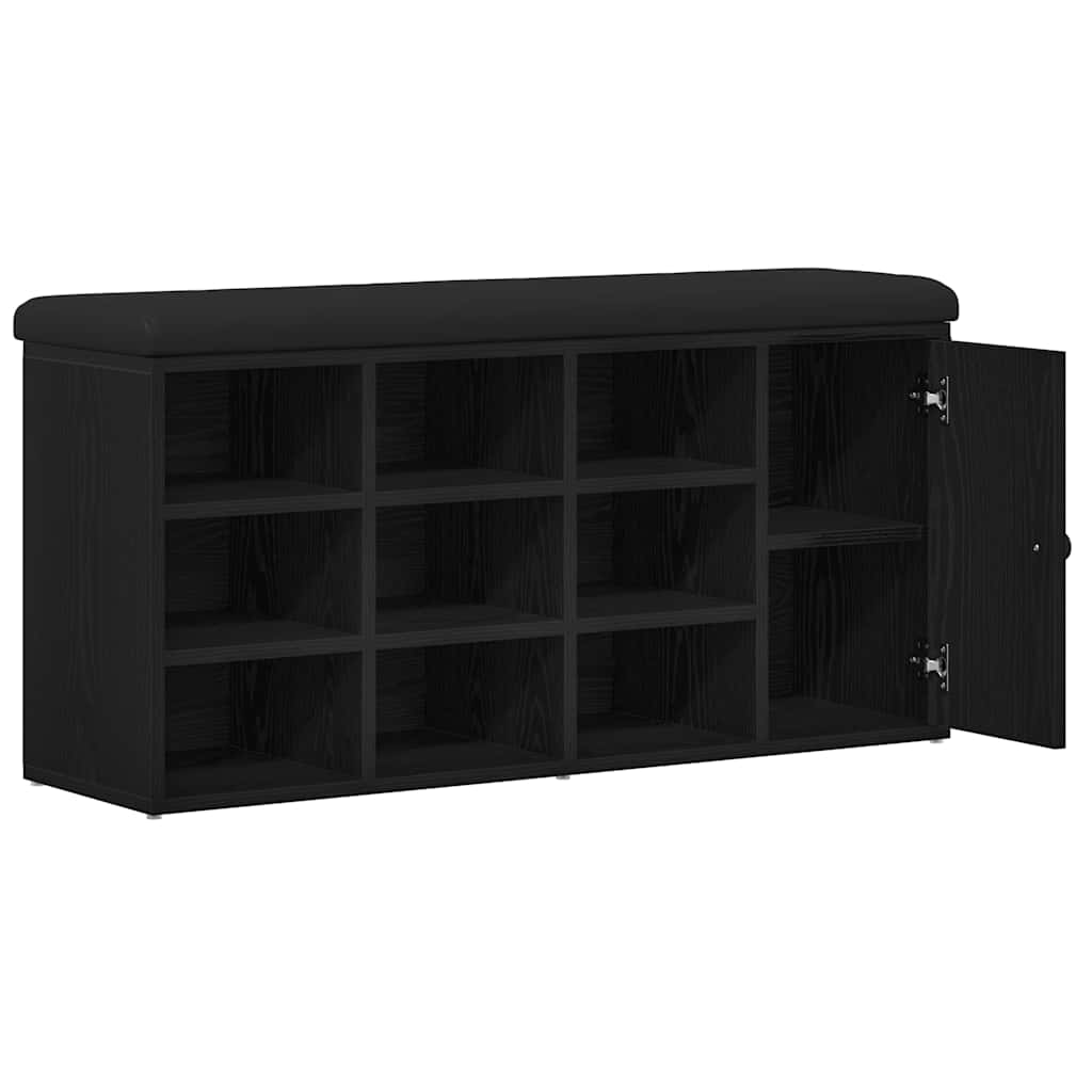 Opslagbank met plank Zwart Eiken 102 x 32 x 50 cm Bewerkt hout is nu te koop bij PeponiXL, paradijselijk wonen!
