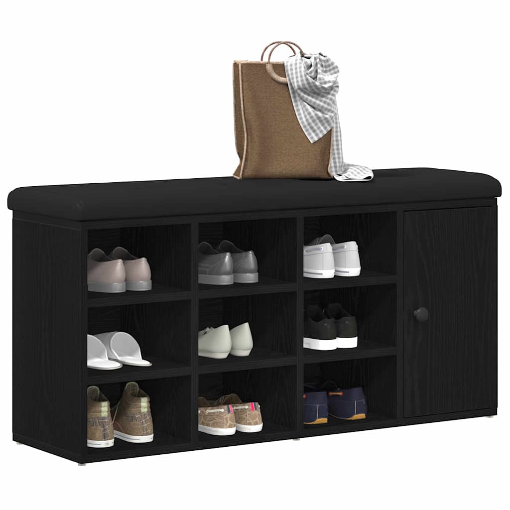 Opslagbank met plank Zwart Eiken 102 x 32 x 50 cm Bewerkt hout is nu te koop bij PeponiXL, paradijselijk wonen!