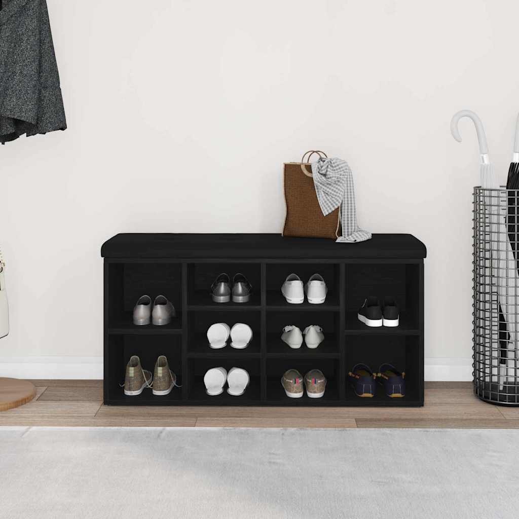 Schoenenbank Zwart Eiken 102 x 32 x 50 cm Bewerkt hout is nu te koop bij PeponiXL, paradijselijk wonen!