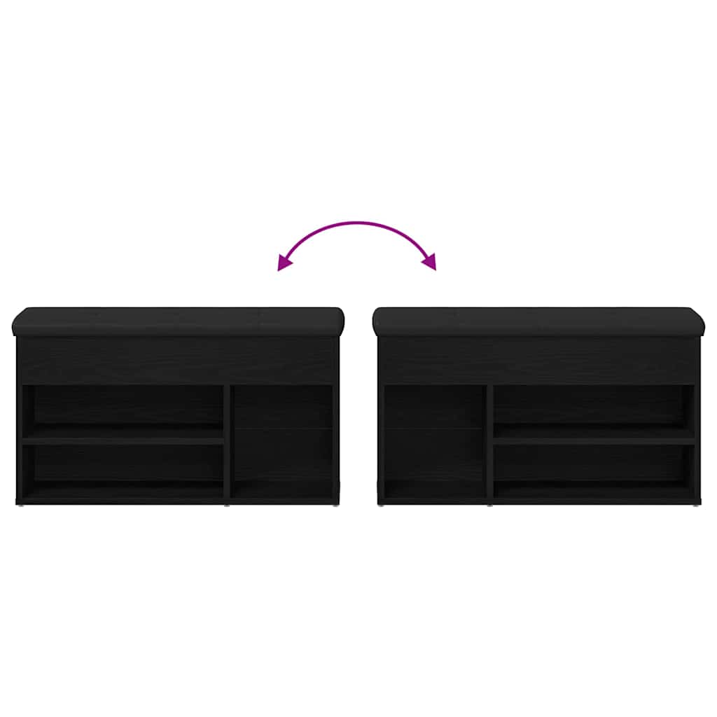 Schoenenbank met plank Zwart 80 x 30 x 45 cm Bewerkt hout is nu te koop bij PeponiXL, paradijselijk wonen!