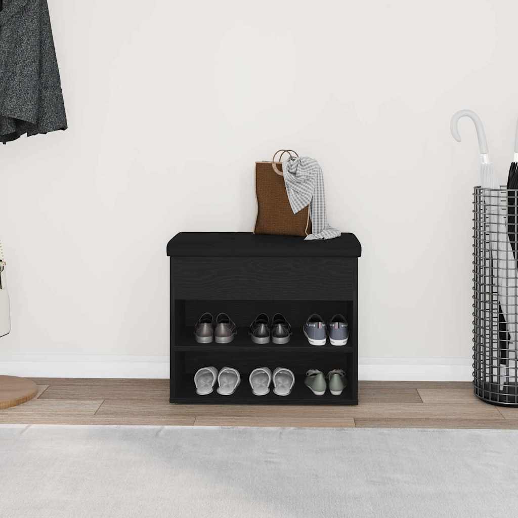 Opslagbank met plank Zwart Eiken 62 x 32 x 50 cm Bewerkt hout is nu te koop bij PeponiXL, paradijselijk wonen!