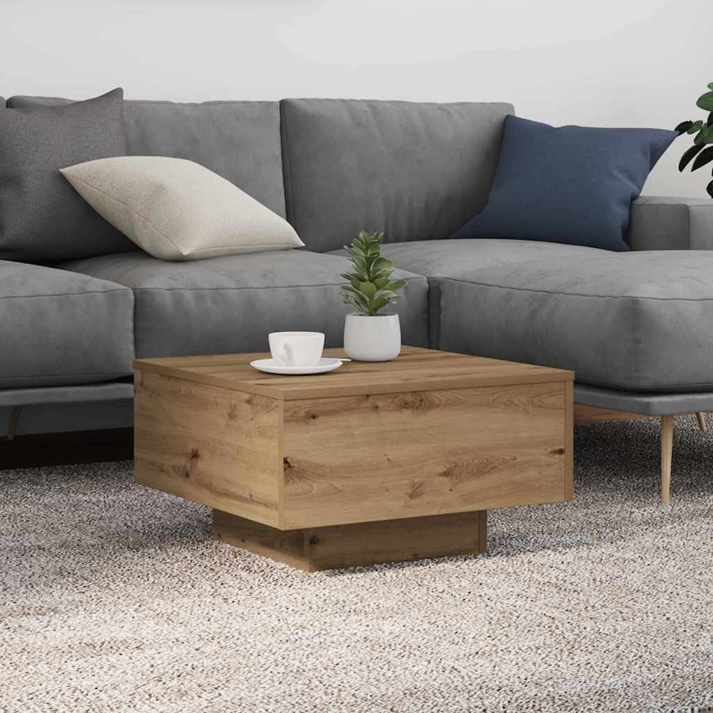 Salontafel Artisan Eiken 55 x 55 x 31 cm Bewerkt hout is nu te koop bij PeponiXL, paradijselijk wonen!