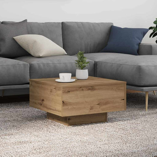 Salontafel Artisan Eiken 55 x 55 x 31 cm Bewerkt hout is nu te koop bij PeponiXL, paradijselijk wonen!