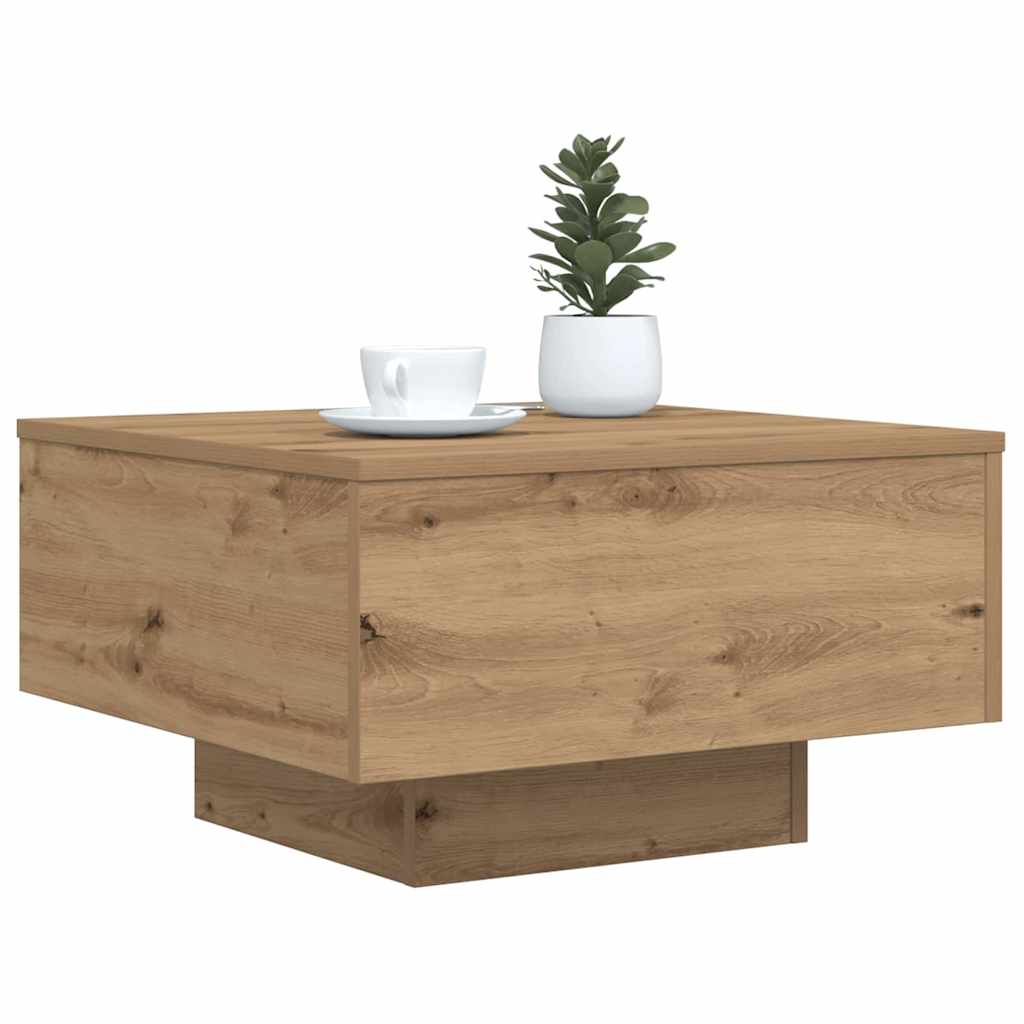 Salontafel Artisan Eiken 55 x 55 x 31 cm Bewerkt hout is nu te koop bij PeponiXL, paradijselijk wonen!