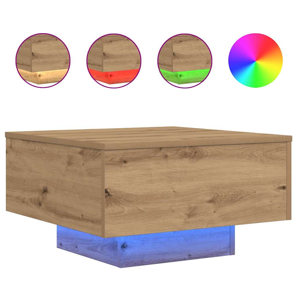 Salontafel Artisan Eiken 55 x 55 x 31 cm Bewerkt hout is nu te koop bij PeponiXL, paradijselijk wonen!