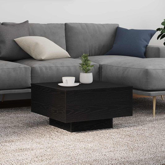 Salontafel Zwart Eiken 55 x 55 x 31 cm Bewerkt hout is nu te koop bij PeponiXL, paradijselijk wonen!