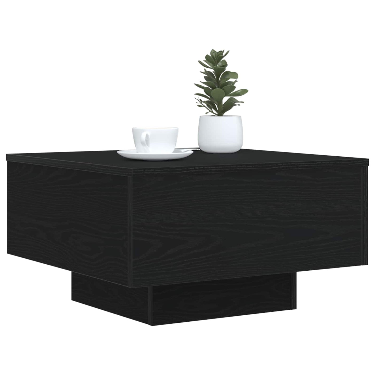 Salontafel Zwart Eiken 55 x 55 x 31 cm Bewerkt hout is nu te koop bij PeponiXL, paradijselijk wonen!