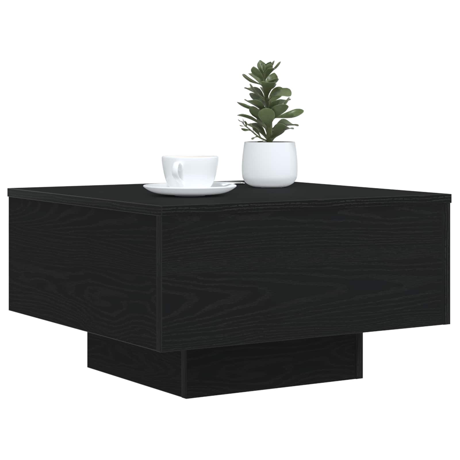 Salontafel Zwart Eiken 55 x 55 x 31 cm Bewerkt hout is nu te koop bij PeponiXL, paradijselijk wonen!