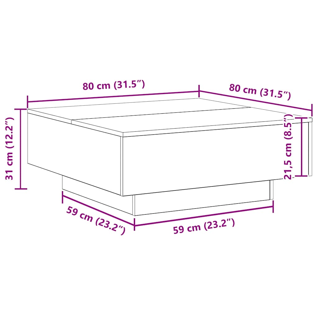 Salontafel Zwart Eiken 80 x 80 x 31 cm is nu te koop bij PeponiXL, paradijselijk wonen!