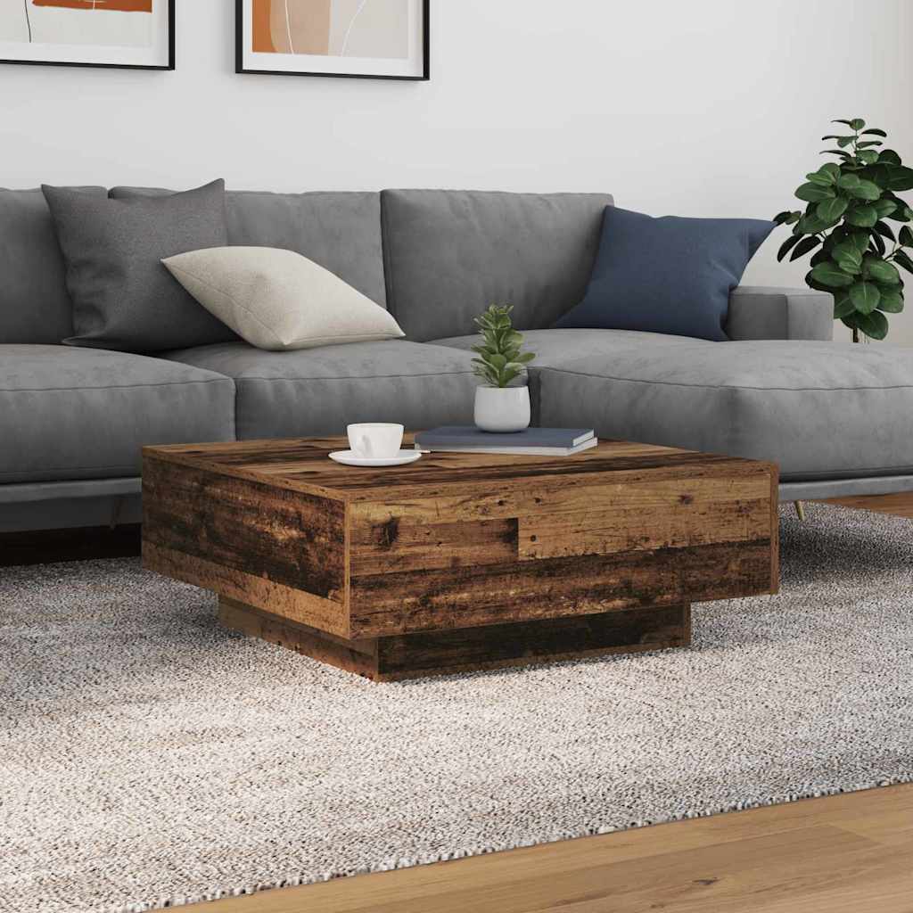Salontafel Oud Hout en Blauw 80 x 80 x 31 cm Bewerkt hout is nu te koop bij PeponiXL, paradijselijk wonen!