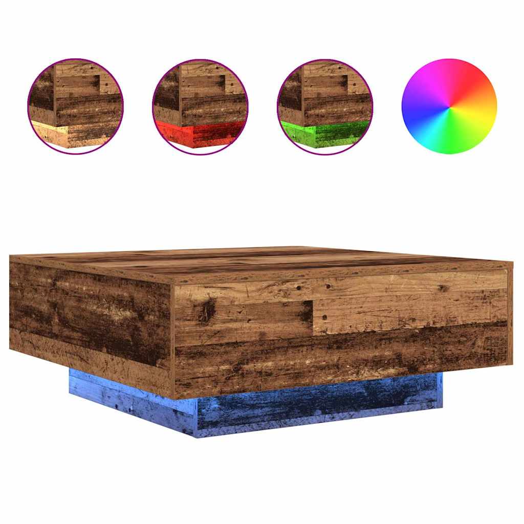 Salontafel Oud Hout en Blauw 80 x 80 x 31 cm Bewerkt hout is nu te koop bij PeponiXL, paradijselijk wonen!