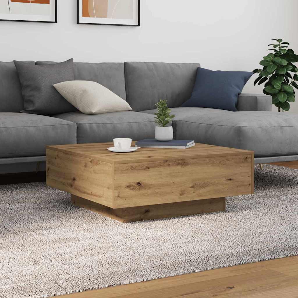 Salontafel Artisan Eiken 80 x 80 x 31 cm Bewerkt hout is nu te koop bij PeponiXL, paradijselijk wonen!