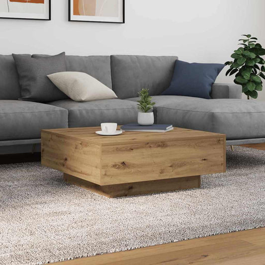 Salontafel Artisan Eiken 80 x 80 x 31 cm Bewerkt hout is nu te koop bij PeponiXL, paradijselijk wonen!