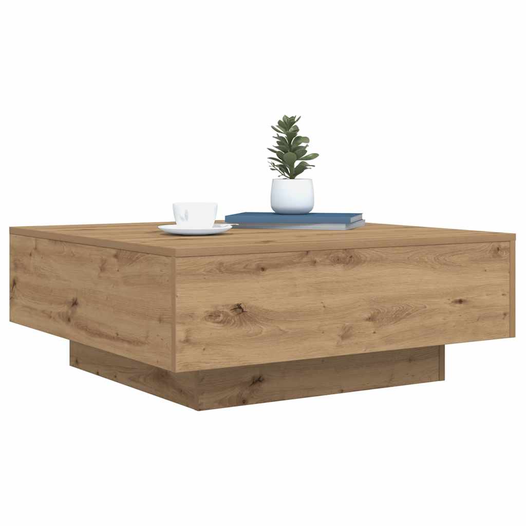 Salontafel Artisan Eiken 80 x 80 x 31 cm Bewerkt hout is nu te koop bij PeponiXL, paradijselijk wonen!